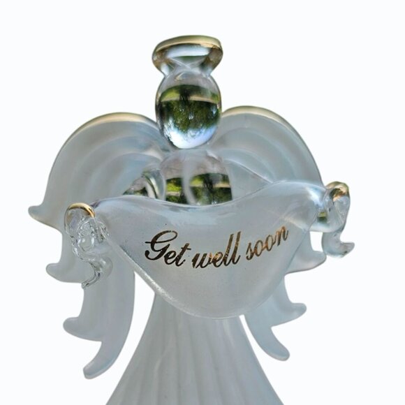 LaVori Originals Elegant Glass and 22 KT Gold "Get Well Soon" Angel Figurine - Picture 5 of 12